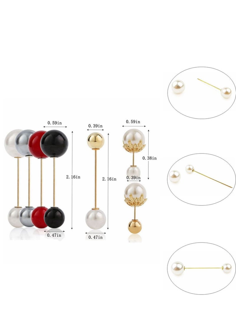 Y&D Sweater Shawl Clips Set Faux Pearl Brooch Pins High End Fashion Silk Scarf Buckle Zircon Collar Safety Pin for Women Ladies Girls Clothing Accessories - Image 2
