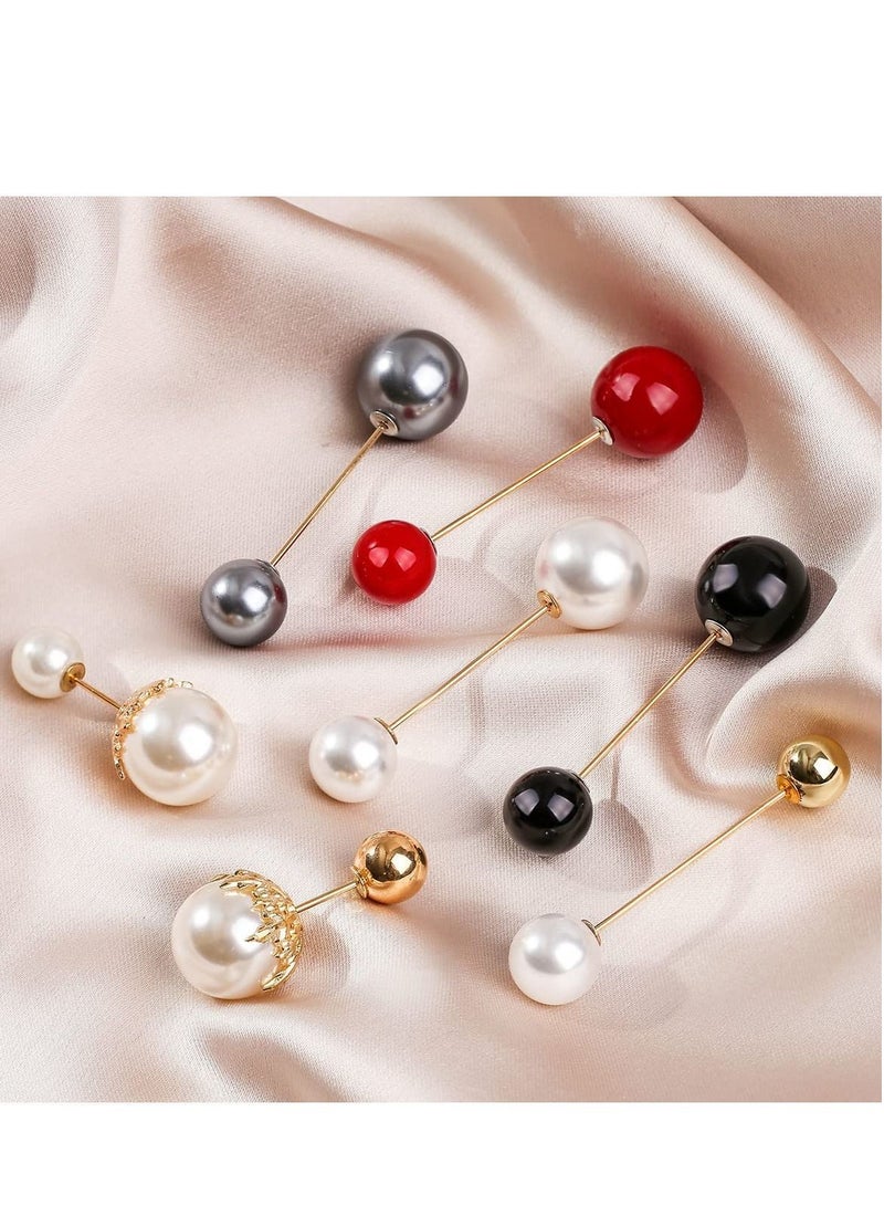 Y&D Sweater Shawl Clips Set Faux Pearl Brooch Pins High End Fashion Silk Scarf Buckle Zircon Collar Safety Pin for Women Ladies Girls Clothing Accessories - Image 3