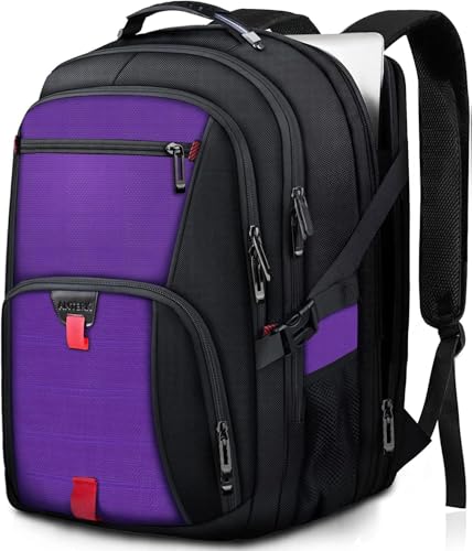 ANTERK Extra Large Backpack, Travel Laptop Backpack, Sturdy TSA Water Resistant 17.3 Inch Carry on Backpacks, Anti Theft Business Computer Backpacks Gifts for Men Women, Purple - Image 1