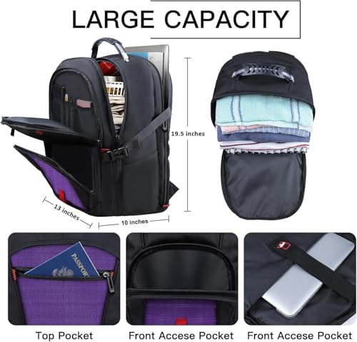 ANTERK Extra Large Backpack, Travel Laptop Backpack, Sturdy TSA Water Resistant 17.3 Inch Carry on Backpacks, Anti Theft Business Computer Backpacks Gifts for Men Women, Purple - Image 5