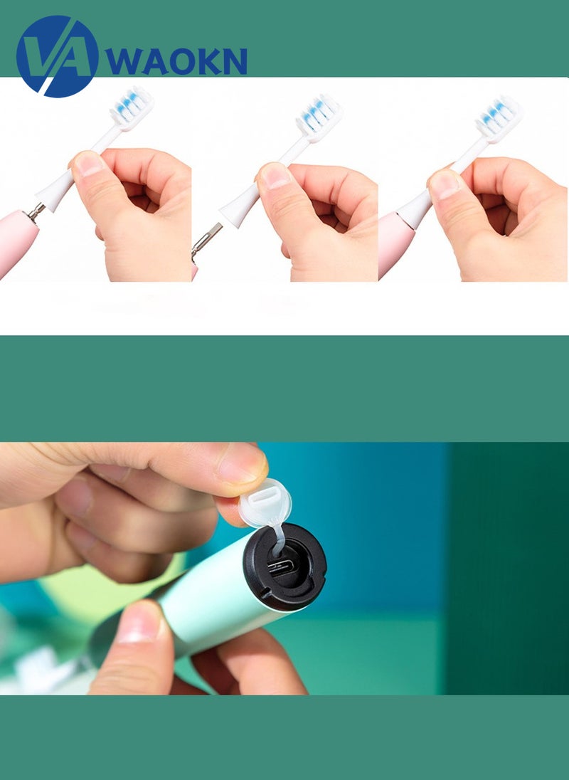 WAOKN Rechargeable Sonic Electric Toothbrush High-frequency Vibration IPX7 Waterproof Power Toothbrush Smart Electric Toothbrush with 1 Soft-bristle Brush Heads - Image 4