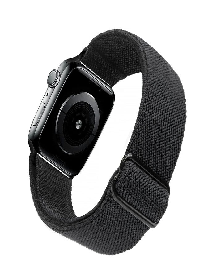 Arae Stretchy WatchBand Compatible for Apple Watch Band 42mm 41mm 40mm 38mm Comfortable Adjustable Sport Band for iWatch Series 11 10 9 8 7 6 5 4 SE 3 2 1 Women Men - Black - Image 1