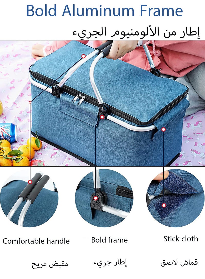 Generic Insulated Picnic Basket Foldable Ice Bag Ice Basket Outdoor Insulated Refrigerated Portable Storage Basket Foldable Design (Gray)  - Image 3