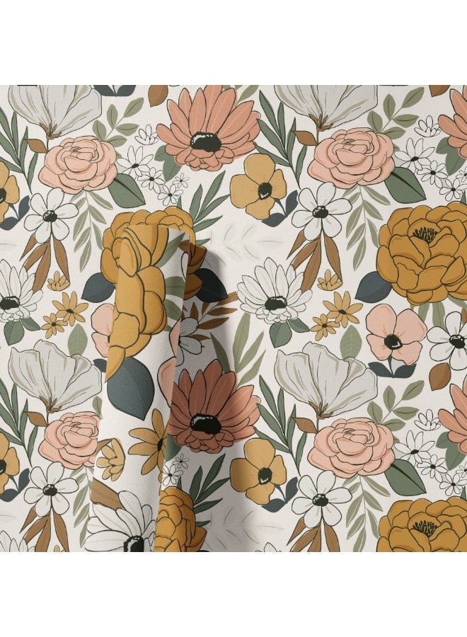 الأزرق جي دبليو خلفية غرفة المعيشة المنزلية، ورق جدران قابل للإزالة، بنمط زهور ملونة، ورق جدران ذاتي اللصق بدون فواصل. - Image 1