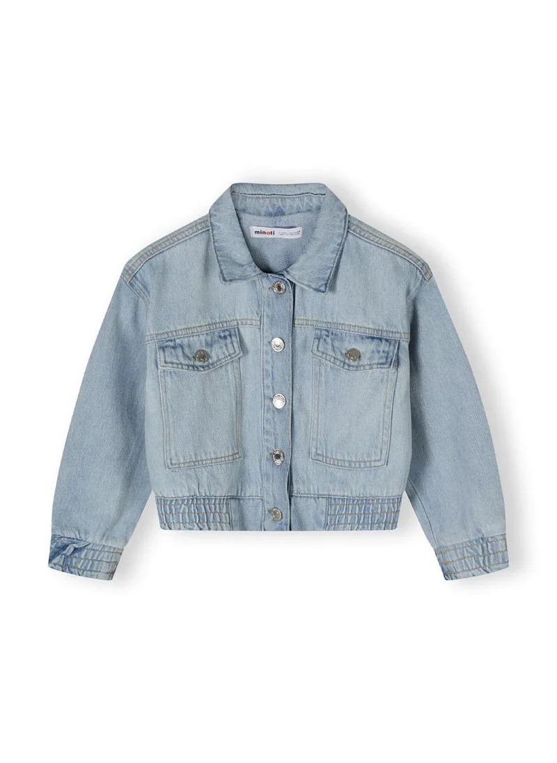مينوتي Teen Girls Cropped Soft Denim Bomber Jacket