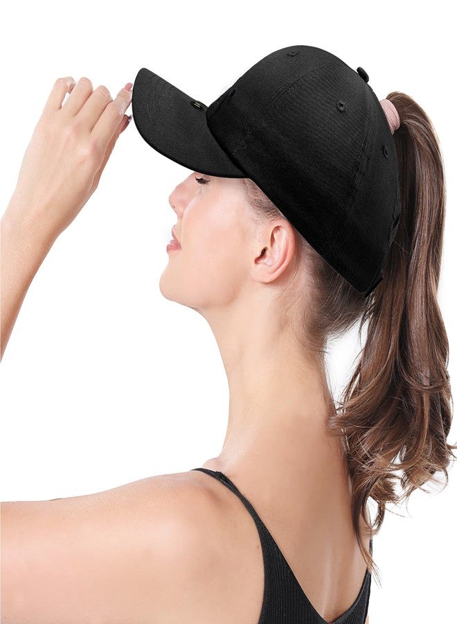 LUCKYBUNNY Girls Ponytail Hat Criss Cross Baseball Cap Cute Cat Embroidered Trucker Hat for Women Light Purple - Image 5