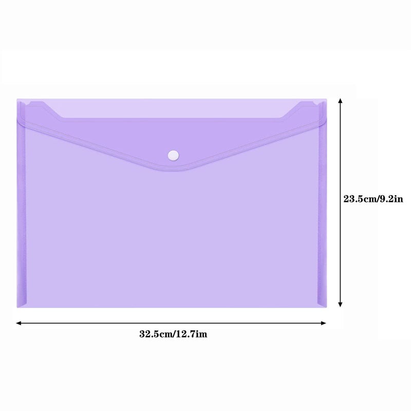 BOMEKS A4 Plastic Envelopes, 5pcs Poly Envelopes Clear Document Folders Plastic File Folders with Snap Button Closure for School Office Home - Image 2