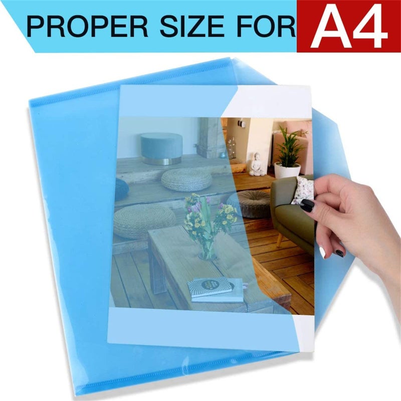 BOMEKS A4 Plastic Envelopes, 5pcs Poly Envelopes Clear Document Folders Plastic File Folders with Snap Button Closure for School Office Home - Image 3