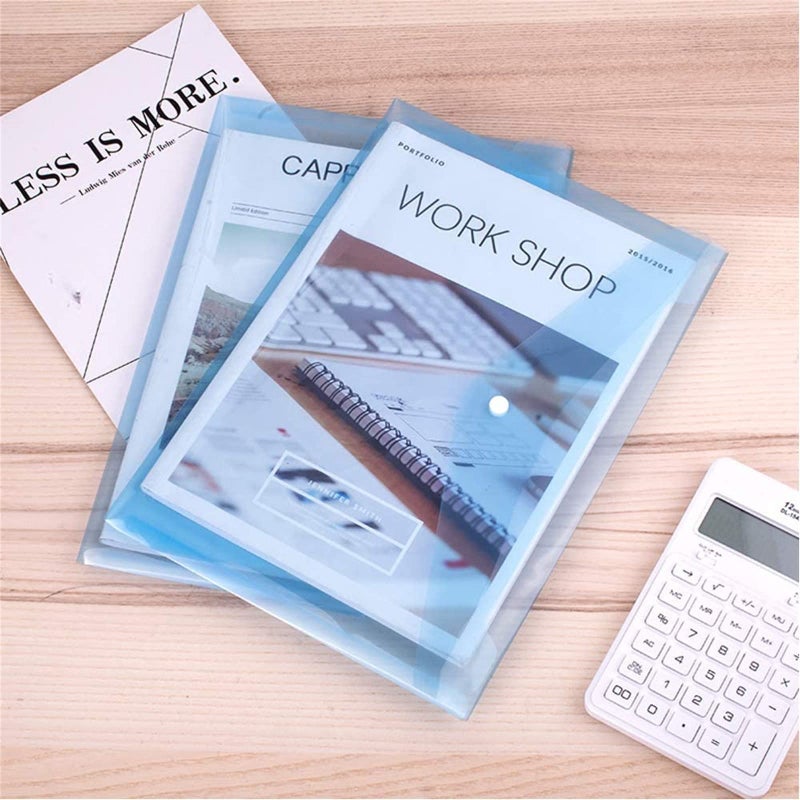 BOMEKS A4 Plastic Envelopes, 5pcs Poly Envelopes Clear Document Folders Plastic File Folders with Snap Button Closure for School Office Home - Image 4