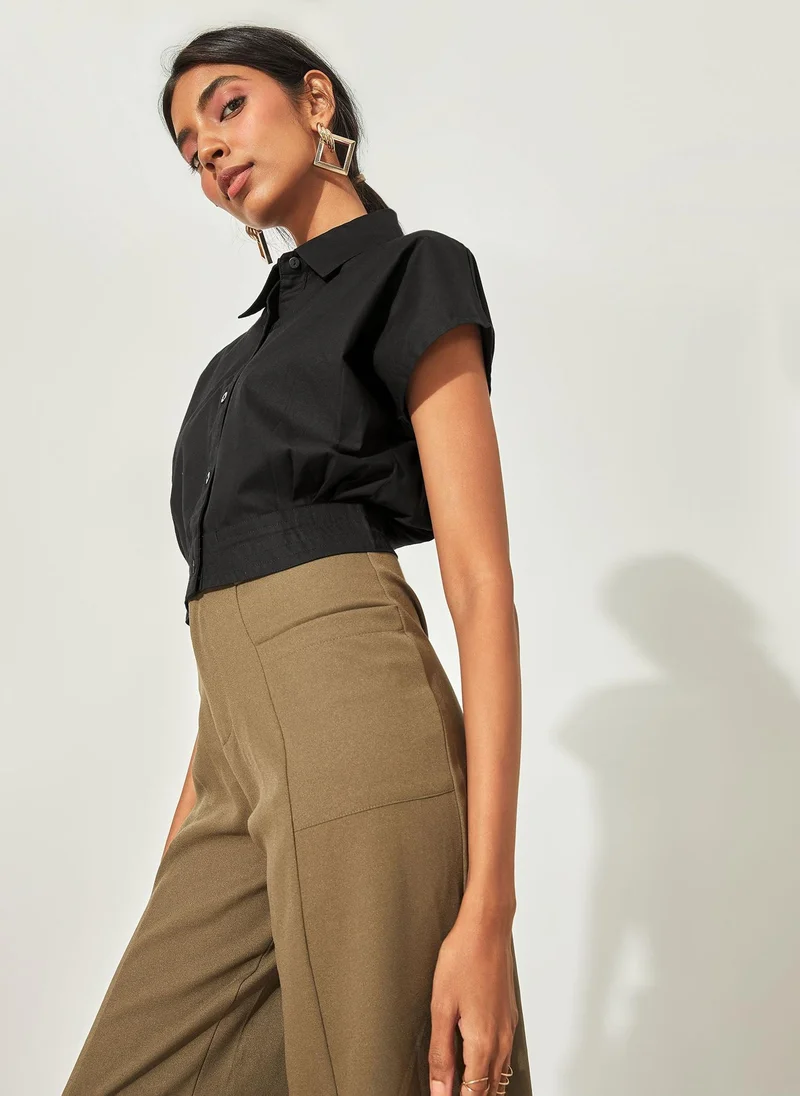 Button-down Cropped Shirt for Women