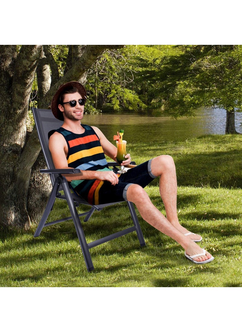 Earwig - Earwig Garden Lounger ChairFolding Dining Chair for Relaxing on Patio Balcony or Garden Comfortable Outdoor Furniture with ArmrestsPatio Loungers with 5 Level Adjustable Backrest - Image 1