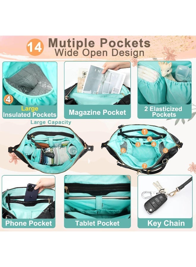 MOMINSIDE Diaper Bag Tote Leather Diaper Bag Backpack with 14 Pockets - Image 3