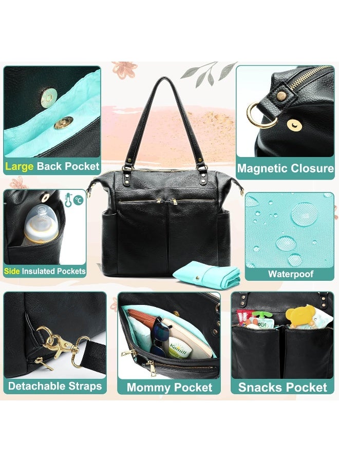 MOMINSIDE Diaper Bag Tote Leather Diaper Bag Backpack with 14 Pockets - Image 4