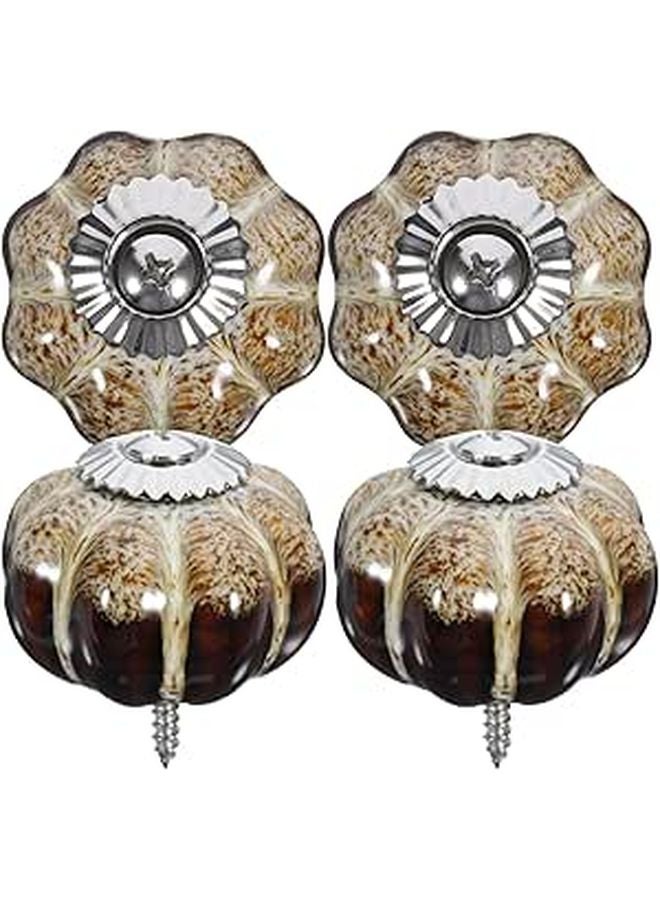 4pcs White Jade Porcelain Cabinet Knobs Decorative Drawer Pulls Bohemian Style Door Handles - Image 1