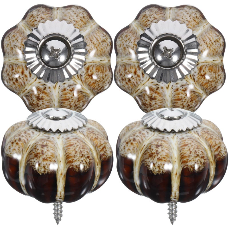 4pcs White Jade Porcelain Cabinet Knobs Decorative Drawer Pulls Bohemian Style Door Handles - Image 2