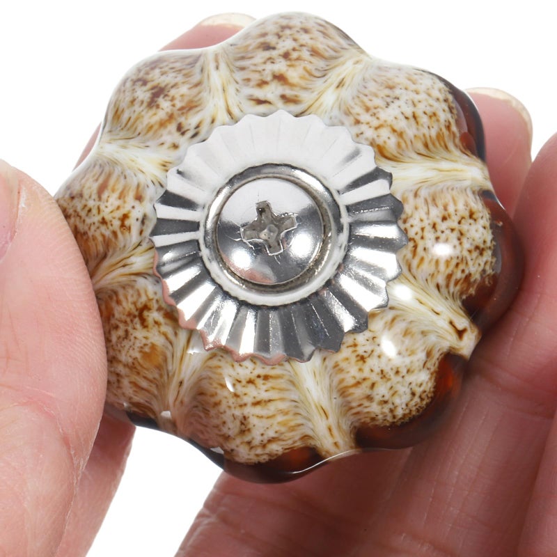 4pcs White Jade Porcelain Cabinet Knobs Decorative Drawer Pulls Bohemian Style Door Handles - Image 5