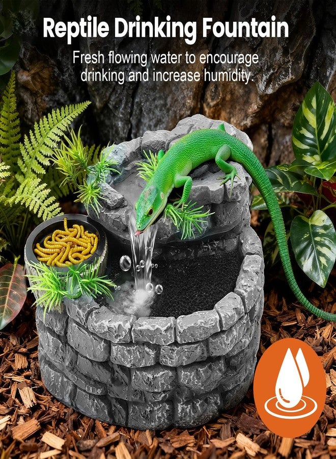 MIXJOY 2 in 1 Reptile Water Fountain with Food Dish 550ML, Terrarium Reptile Waterfall Drinking Fountain, Reptile Water Dispenser for Bearded Dragon Gecko Tree Frog Turtle Chameleon Leopard Lizard - Image 3