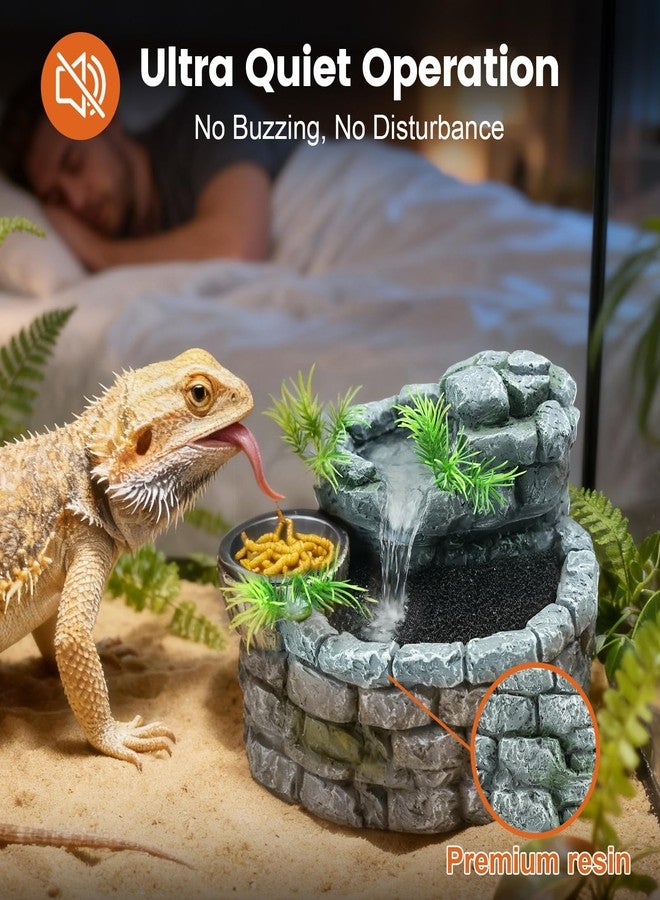 MIXJOY 2 in 1 Reptile Water Fountain with Food Dish 550ML, Terrarium Reptile Waterfall Drinking Fountain, Reptile Water Dispenser for Bearded Dragon Gecko Tree Frog Turtle Chameleon Leopard Lizard - Image 5