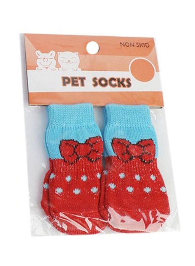نيبمينينت جوارب من القطن الخالص بنمط رائع للحيوانات الأليفة أحمر زاهٍ/أزرق - Image 2
