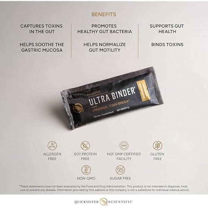 Quicksilver Scientific Ultra Binder Stick Packets - Multi Toxin Binder with Bentonite Clay Powder, Zeolite Detox & Charcoal - Supplement for Gut Support & The Body's Toxin Removal Process (20 Sticks) - Image 4