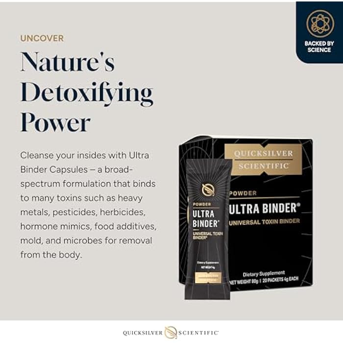Quicksilver Scientific Ultra Binder Stick Packets - Multi Toxin Binder with Bentonite Clay Powder, Zeolite Detox & Charcoal - Supplement for Gut Support & The Body's Toxin Removal Process (20 Sticks) - Image 3