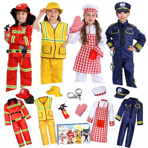 fedio 14Pcs Toddler Dress up ClothesBoys Dress up Costumes for PlayKids Dress up Set with FirefighterConstruction WorkerChefPolice CostumeToddler Boy Toys Christmas Birthday Gifts for 36 Years Old - Image 1