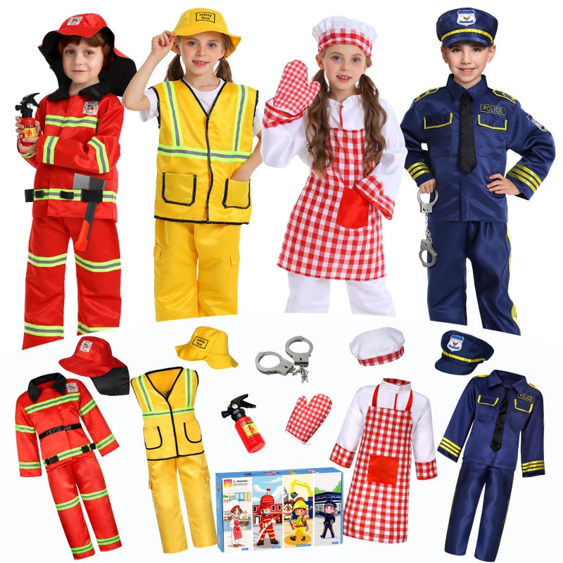 fedio 14Pcs Toddler Dress up ClothesBoys Dress up Costumes for PlayKids Dress up Set with FirefighterConstruction WorkerChefPolice CostumeToddler Boy Toys Christmas Birthday Gifts for 36 Years Old - Image 2