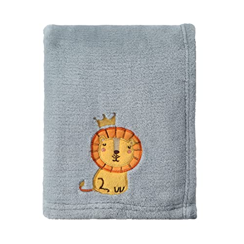 CREVENT 30X40 Small Fluffy Warm Toddler Baby Blanket for Boy Infant Toddler Crib Cot Stroller  Grey Lion