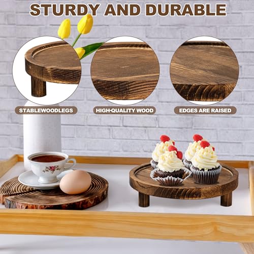 HAOPENGYOU 8PCS Wooden Risers for Display Wood Cake Stand for Party Round Food Risers for Buffet Wooden Holder Rustic Riser for Decor Tiered Tray Decor Home Kitchen (Rustic, 8 PCS (10", 8”, 6”, 5”)) - Image 3