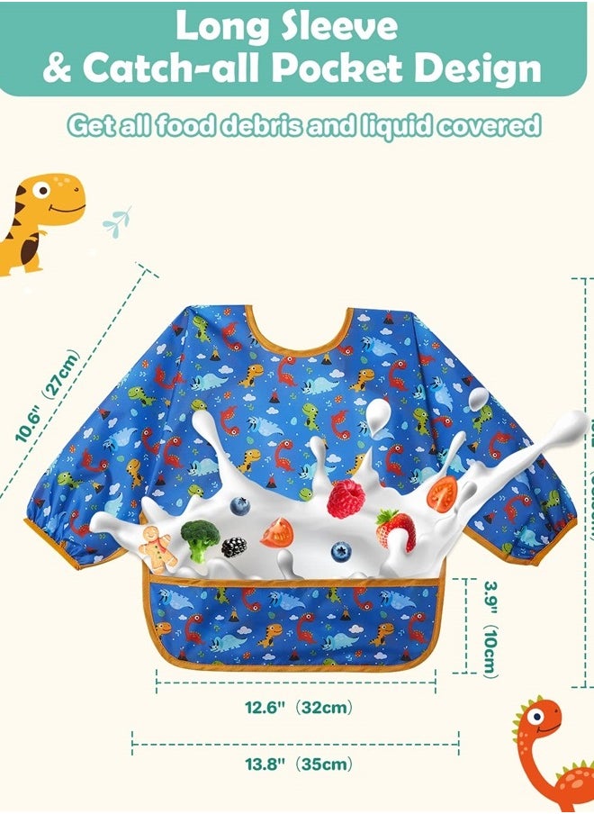 Lictin 3DPack Baby Bibs for Boy or Girl, Cute Long Sleeve Bib, Waterproof Bibs for Toddlers,Adjustable Closure Baby Smock, Mess Proof Baby Bib, 6-24 Months Reusable Infant Baby Bibs  - Image 5