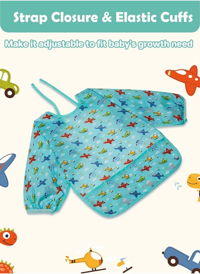 Lictin 3DPack Baby Bibs for Boy or Girl, Cute Long Sleeve Bib, Waterproof Bibs for Toddlers,Adjustable Closure Baby Smock, Mess Proof Baby Bib, 6-24 Months Reusable Infant Baby Bibs  - Image 4