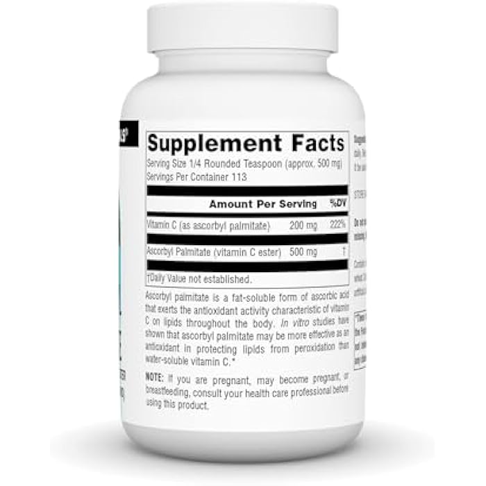 Source Naturals Ascorbyl Palmitate 500mg Powder - Fat-Soluble Vitamin C Ester, Powerful Antioxidant Supplement - 2 oz. Powder - Image 2