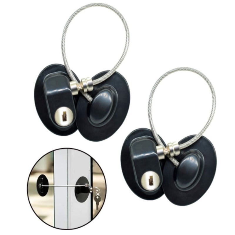 قفل النافذة: تصميم أسود بدون حفر - قفل أمان لحماية الأطفال لأمان النوافذ المنزلية