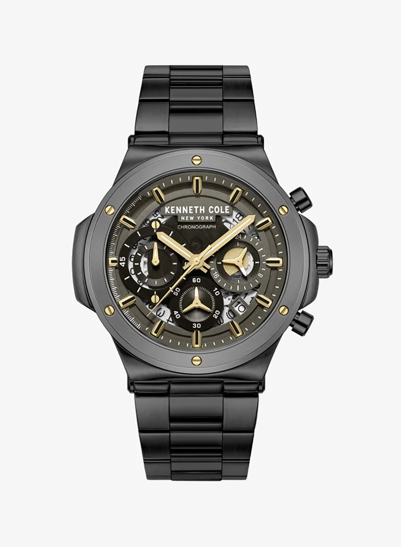 Kenneth Cole New York 45.5mm Chronograph Men's Watch with Black Stainless Steel Bracelet