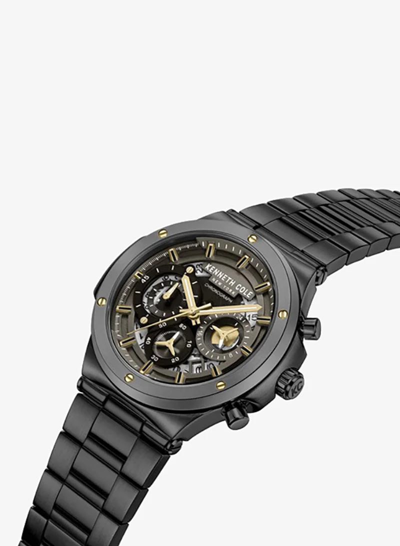 Kenneth Cole New York 45.5mm Chronograph Men's Watch with Black Stainless Steel Bracelet