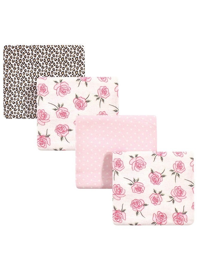 Little Treasure Unisex Baby Cotton Flannel Receiving Blankets, Rose Leopard 4-Pack, One Size - Image 1