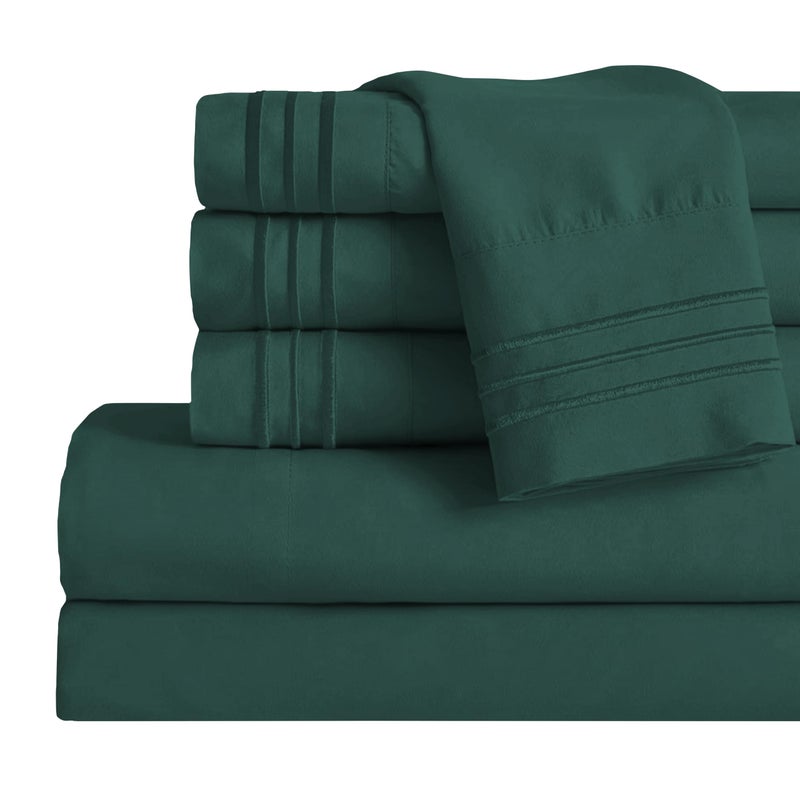 Mocassi King Sheet Set  Luxury Hotel 1800 Premier Bedding Sheets  Pillowcases  Ultra Soft Breathable  Cooling Bed Sheets  Deep Pocket  Wrinkle Resistant  6 Piece Set  King Hunter Green