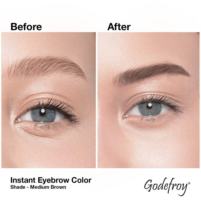 Godefroy Fast Acting Temporary Instant Brow Color, 3 Applications Per Package, Salon Quality Results, Medium Brown - Image 1