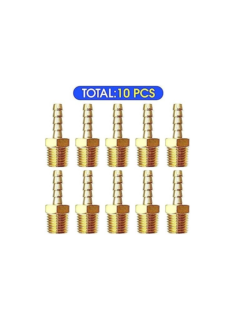 AQSON 10 pieces of brass hose Barb Fitting -1/4 Inch Barb to 1/4 Inch Male adapter NPT （10Pack） - Image 3