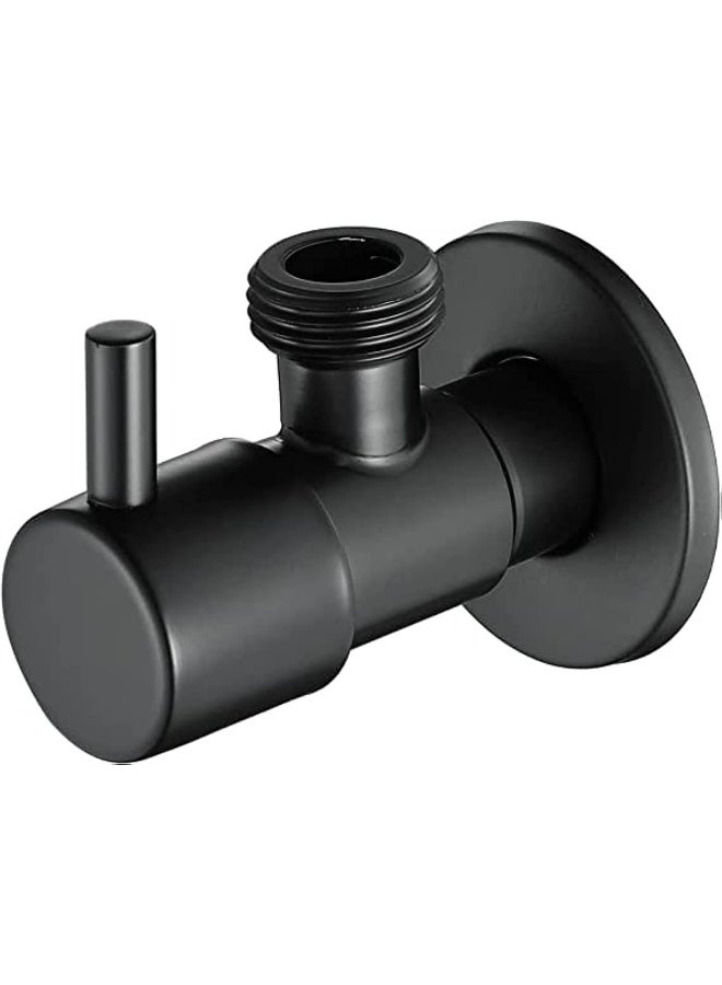 Biella Angle Stop Valve 1/2 Inch X Matte Black Shut Off Water Control Faucet Single Handle Shower Triangle For Bathroom Toilet Bidet - Image 1
