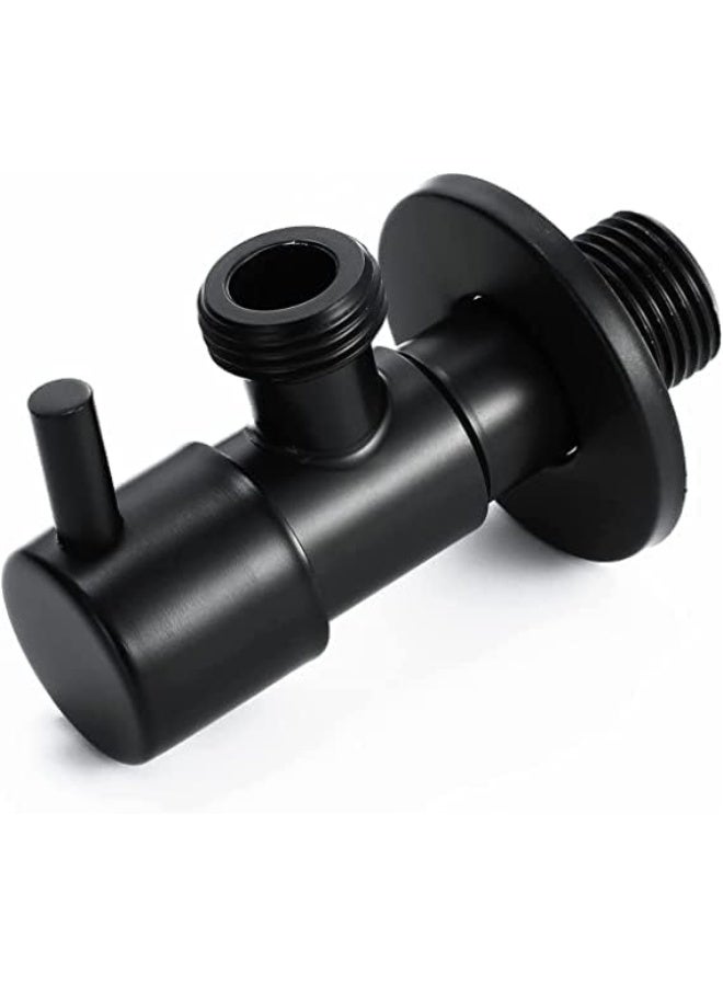 Biella Angle Stop Valve 1/2 Inch X Matte Black Shut Off Water Control Faucet Single Handle Shower Triangle For Bathroom Toilet Bidet - Image 2