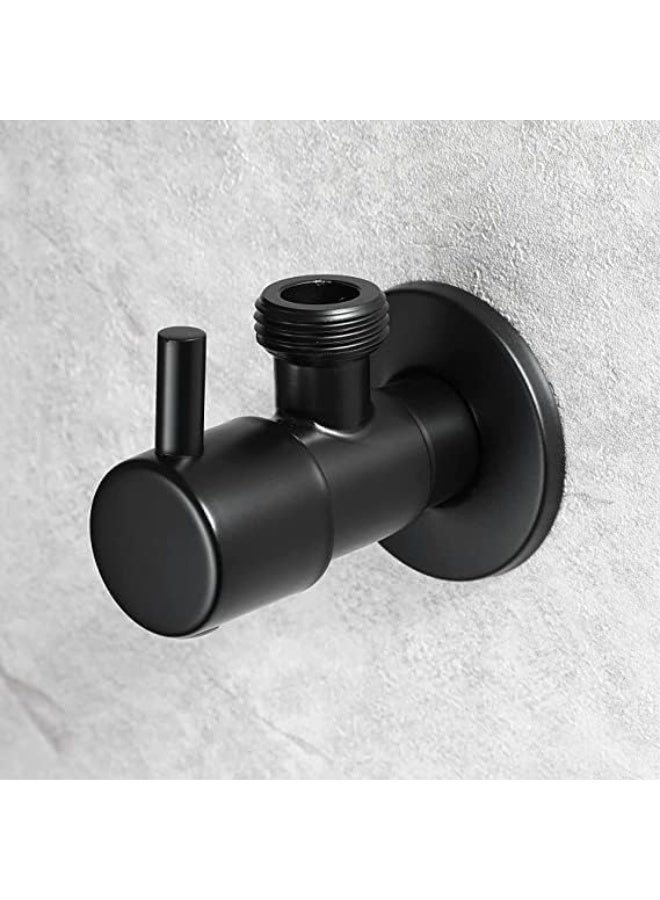 Biella Angle Stop Valve 1/2 Inch X Matte Black Shut Off Water Control Faucet Single Handle Shower Triangle For Bathroom Toilet Bidet - Image 4