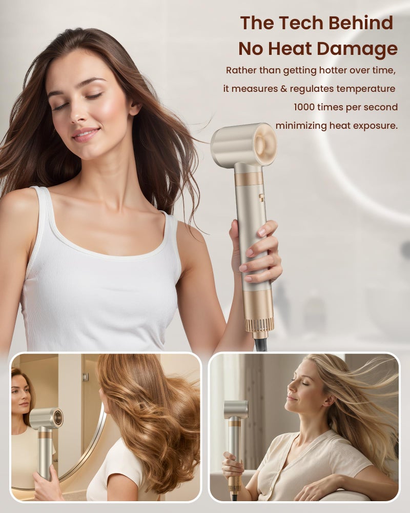 MESCOMB 6-in-1 Hot Air Styler â€“ Hair Dryer with Straightener, Auto Curler & Volumizing Brush for Straightening, Curling, Smoothing & Volume, Damage-Free (Champagne Coffee) - Image 3