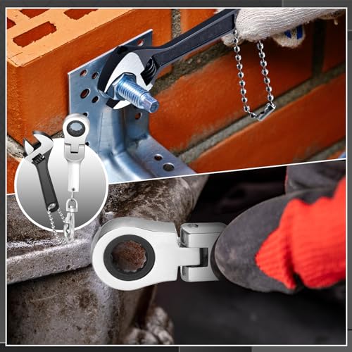 Chumia 2 Sets 10mm Ratchet Wrench Keychain Key Ring and Spanner Set Including 72 Tooth Steel 10mm Socket Wrench Keychain Adjustable High Hardness Mini Spanner for Repair - Image 4