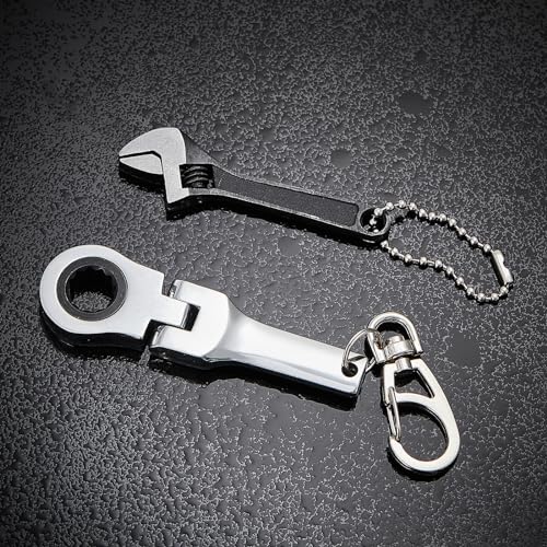 Chumia 2 Sets 10mm Ratchet Wrench Keychain Key Ring and Spanner Set Including 72 Tooth Steel 10mm Socket Wrench Keychain Adjustable High Hardness Mini Spanner for Repair - Image 5