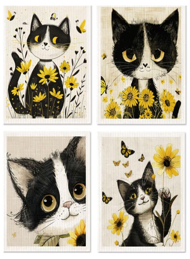 Morigins Cat Swedish Dishcloths for Kitchen Dish Towels,Cellulose Sponge Cloths,Non Scratch Reusable Paper Towels, Biodegradable and Reusable Kitchen Dish Rags - Image 1