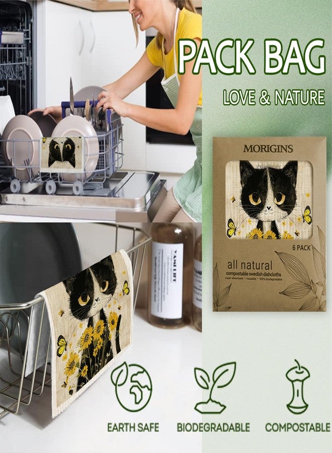 Morigins Cat Swedish Dishcloths for Kitchen Dish Towels,Cellulose Sponge Cloths,Non Scratch Reusable Paper Towels, Biodegradable and Reusable Kitchen Dish Rags - Image 3