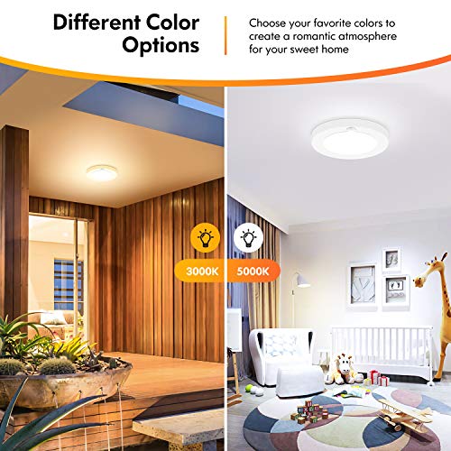 Brightever Motion Sensor LED Ceiling Light, 15W(100W Equivalent) & 1200LM, 3 Colors in 1(3000K/4000K/5000K), 7.5inch Flush Mount Lighting Fixture for Doorway, Stairway, Corridor, Pack of 2, Non-Dimmable, White - Image 2