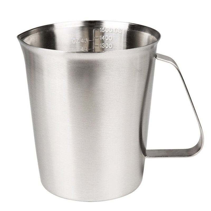 GRSPEHS Measuring Cup Stainless Steel Measuring Cup 48 Ounce 15 Liter6 Cup Heavy Duty Frothing Pitcher Milk Frothing Pitcher Milk Frother Cup with Marking with Handle for Espresso Machines 