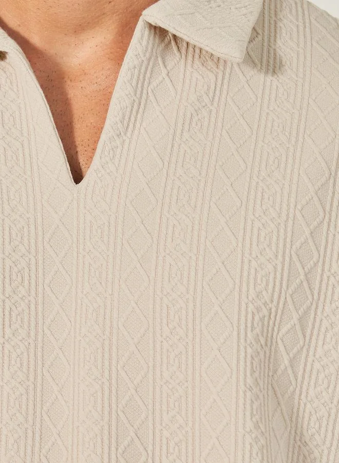 Styli Styli Geometric Jacquard Relaxed Fit Polo